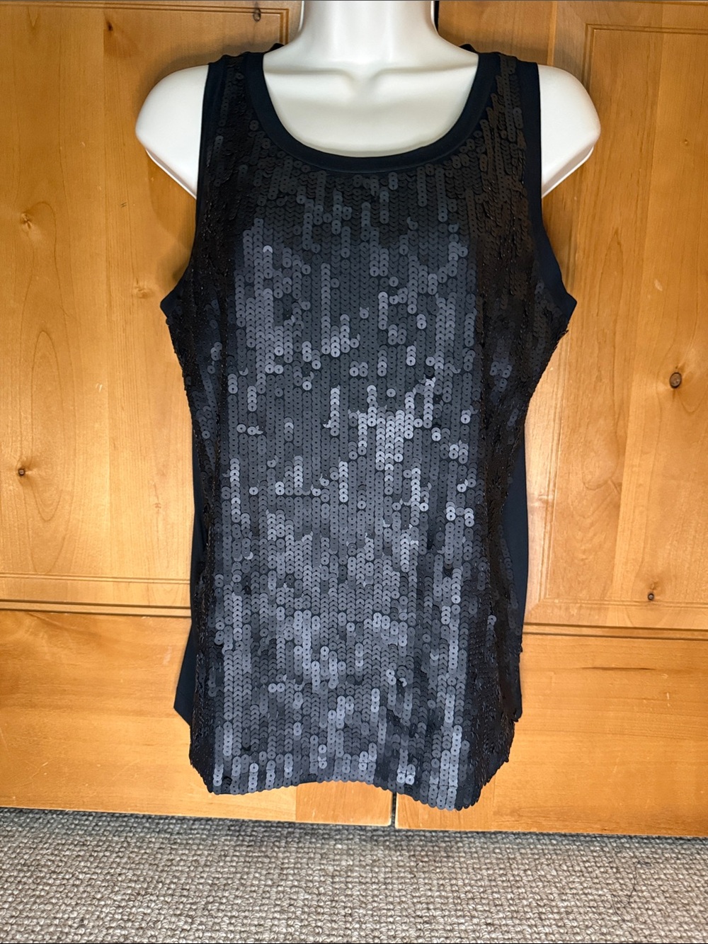 Prada, vintage top, Italy 🇮🇹, Black Sequin Sleeveless Tank Top. Women/Large